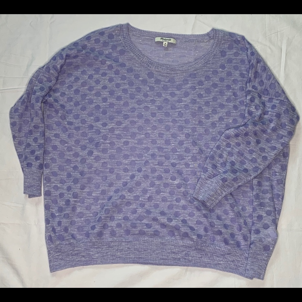 Madewell Sheer purple polka dot sweater
